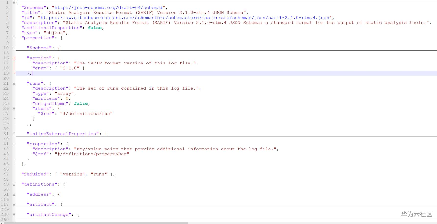 SARIF schema structure
