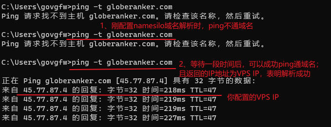 ping域名解析成功