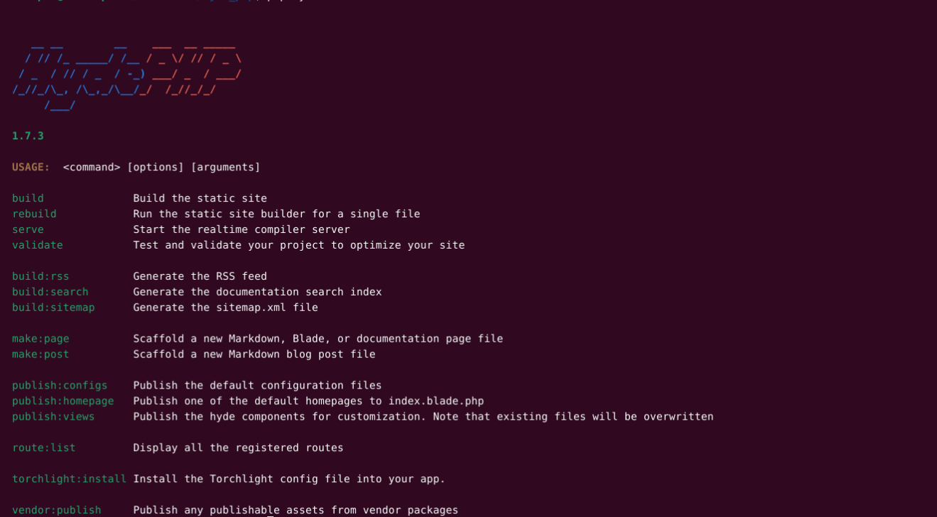 php hyde info