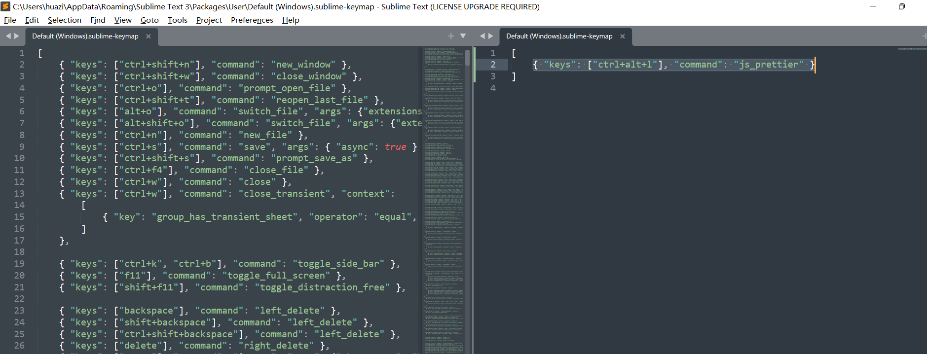 jsprettier-key-bindings.png