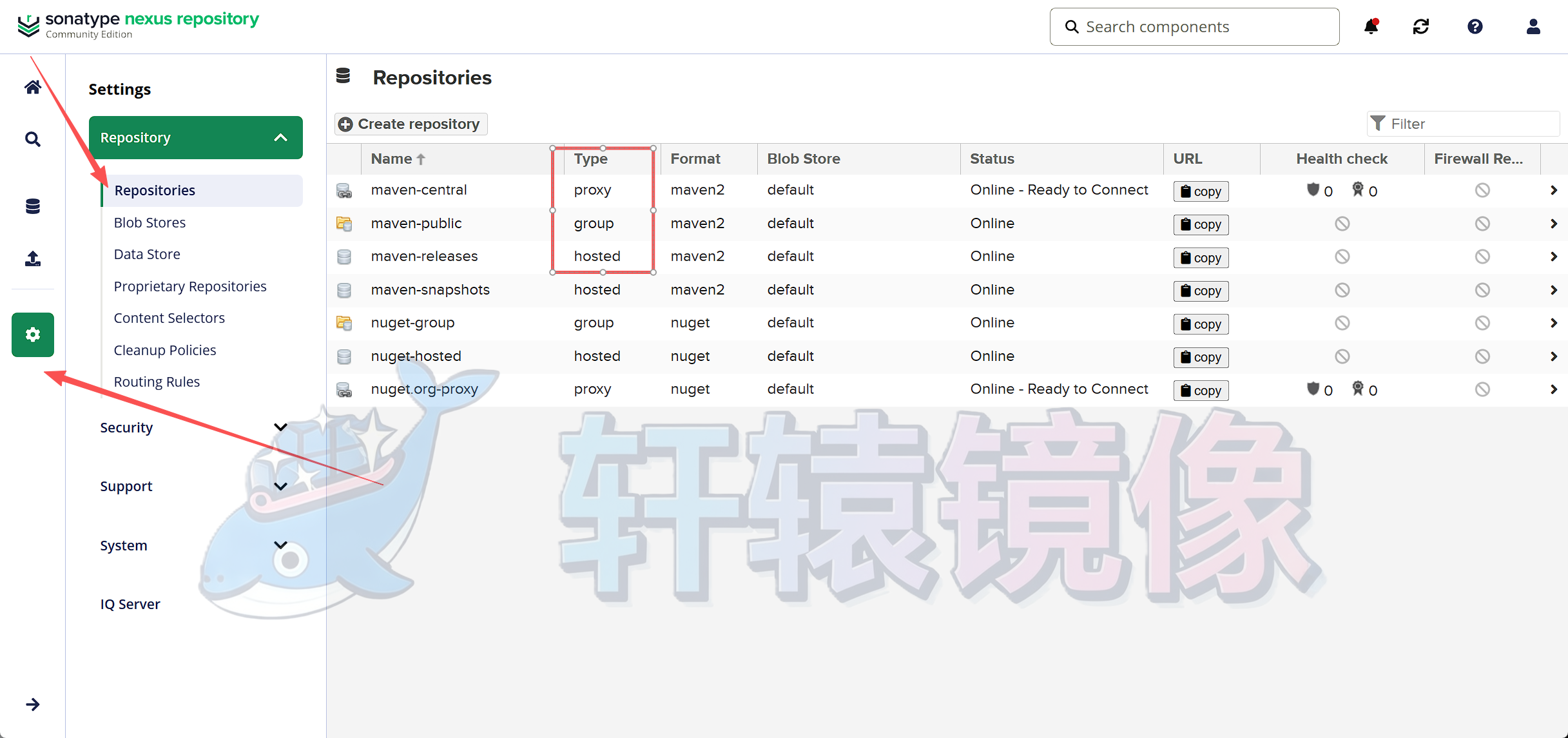 Nexus仓库配置页面