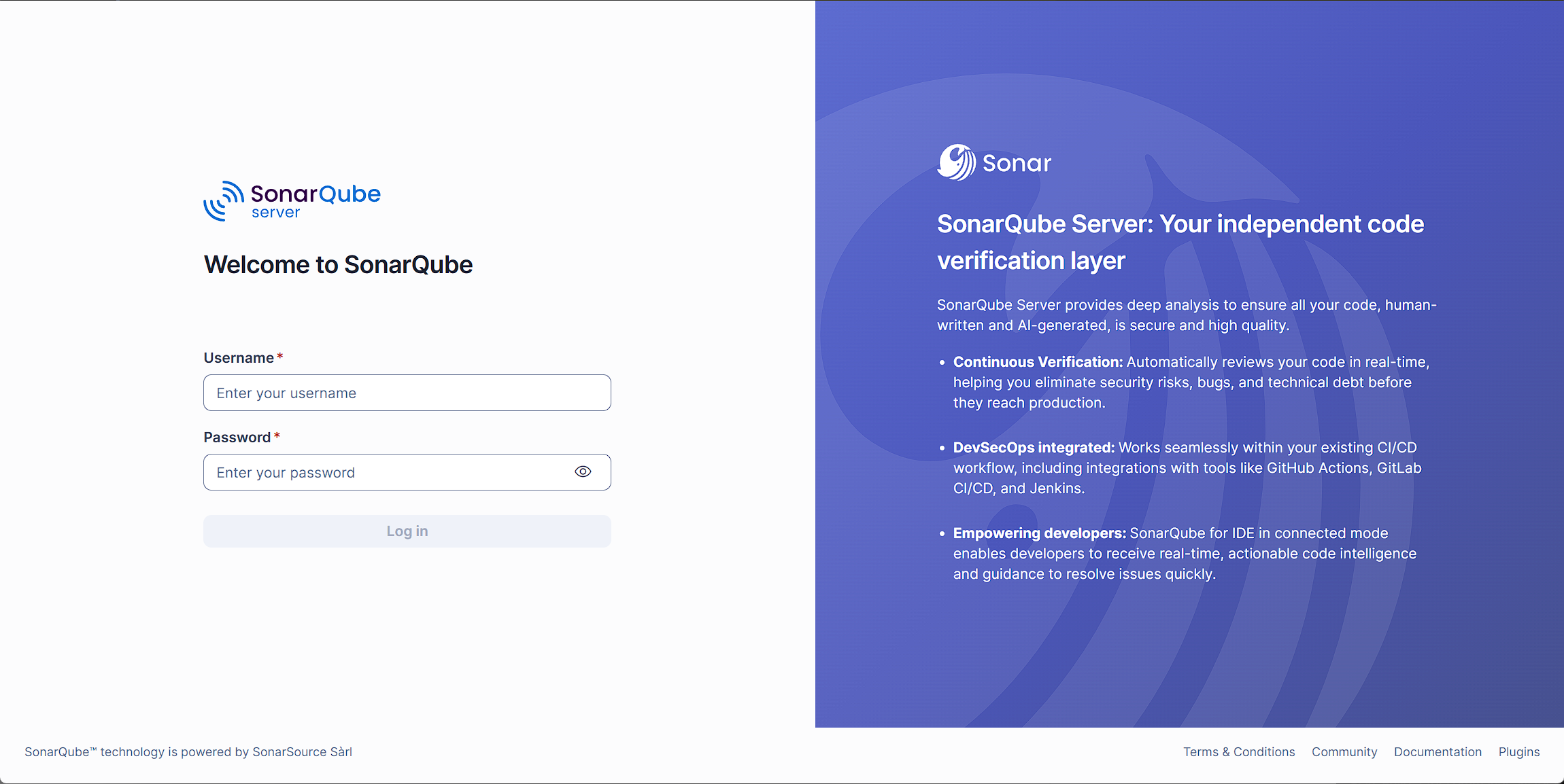 SonarQube的登录界面
