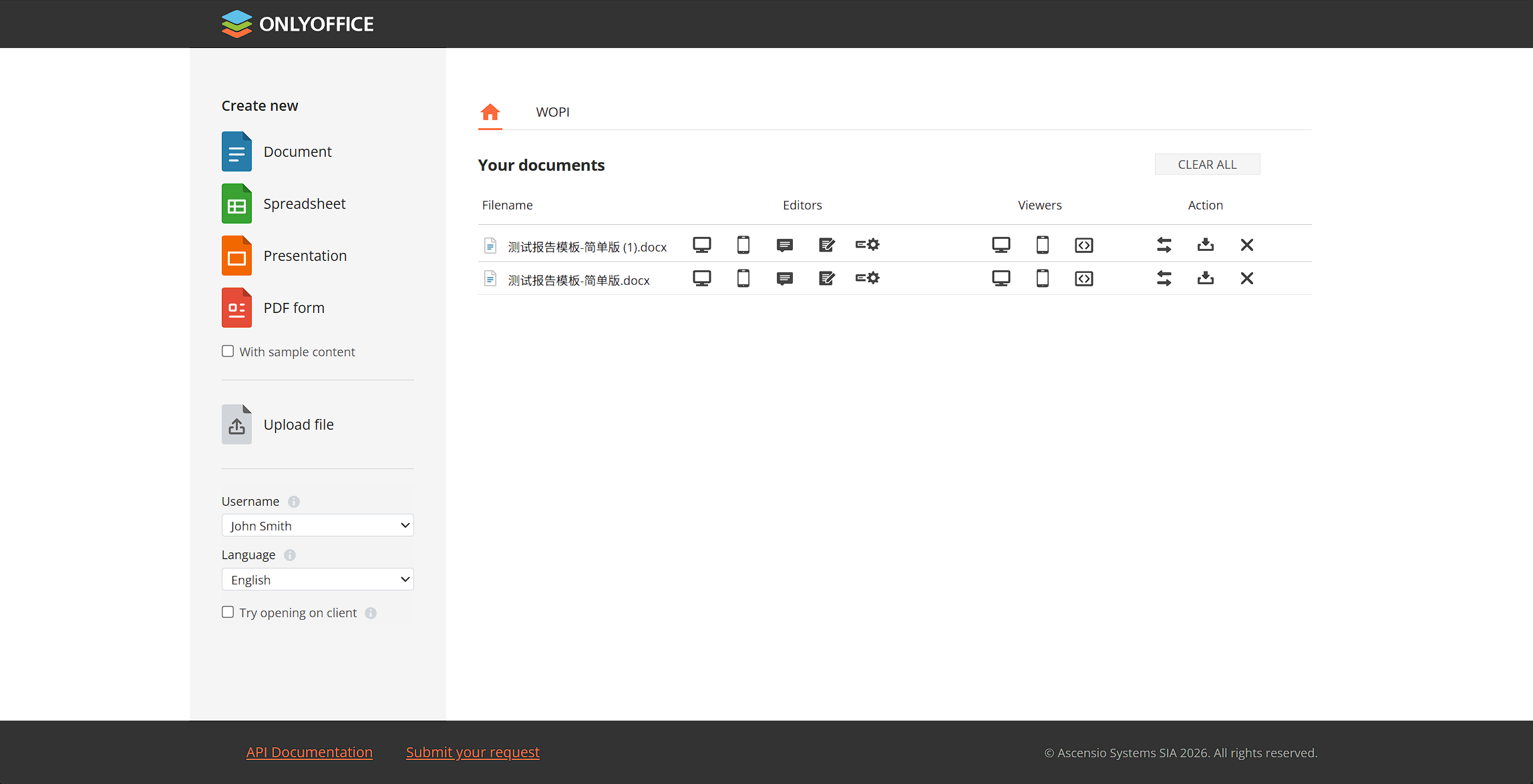 example Your documents 文档列表