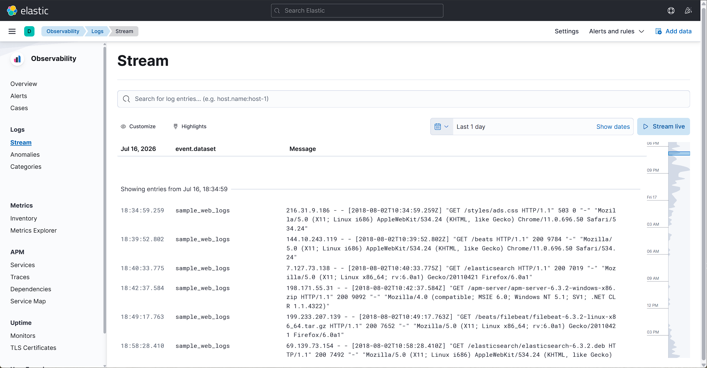 Observability Logs Stream