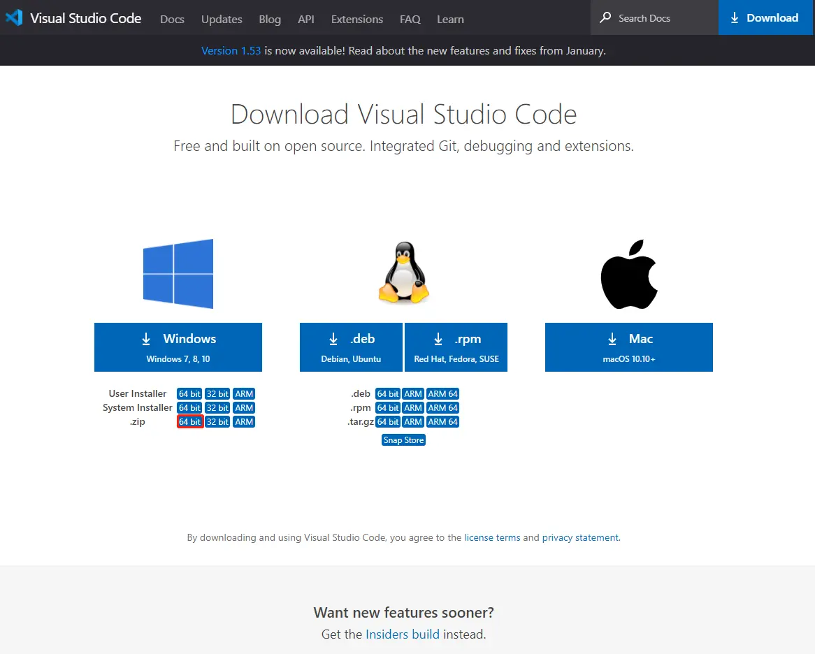 VSCode下载页