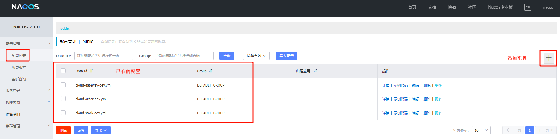 nacos添加配置