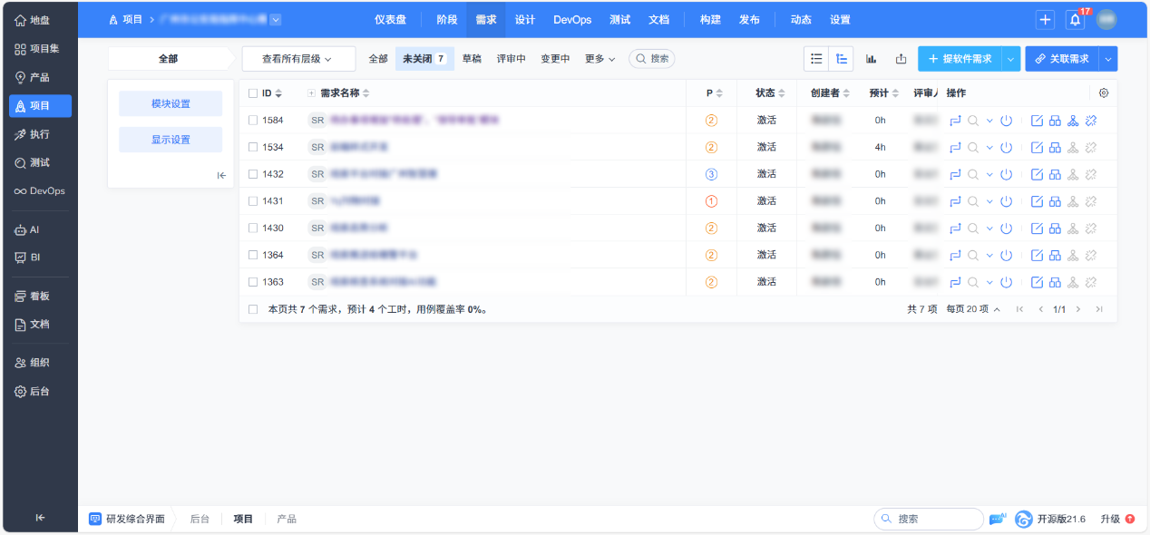 禅道G端需求管理