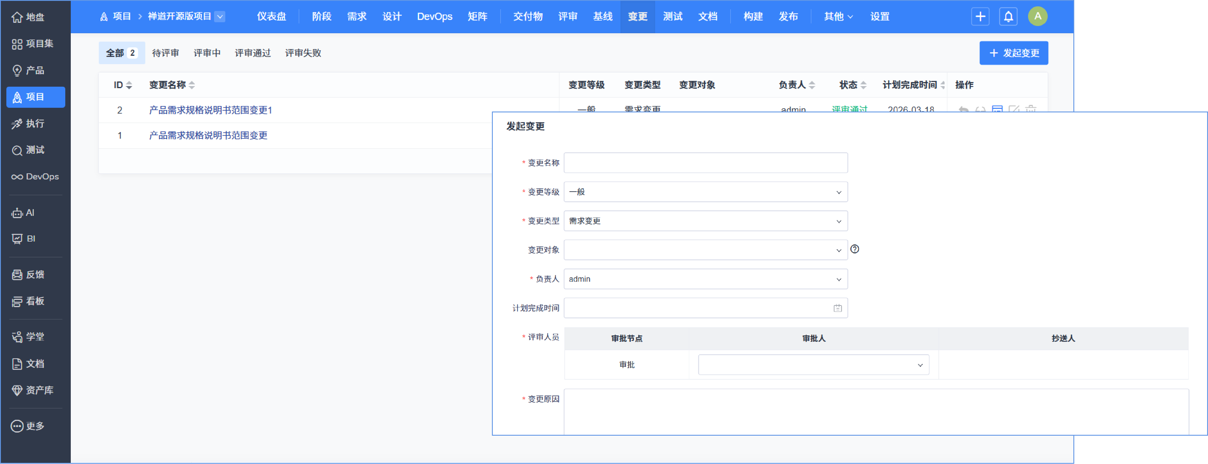 项目变更
